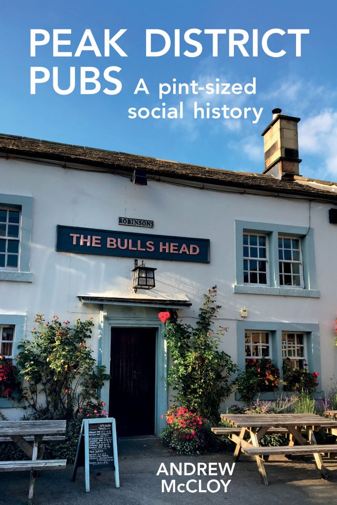 The cover of a book with a picture of a country pub and the title 'Peak District Pubs - a pint sized social history'.